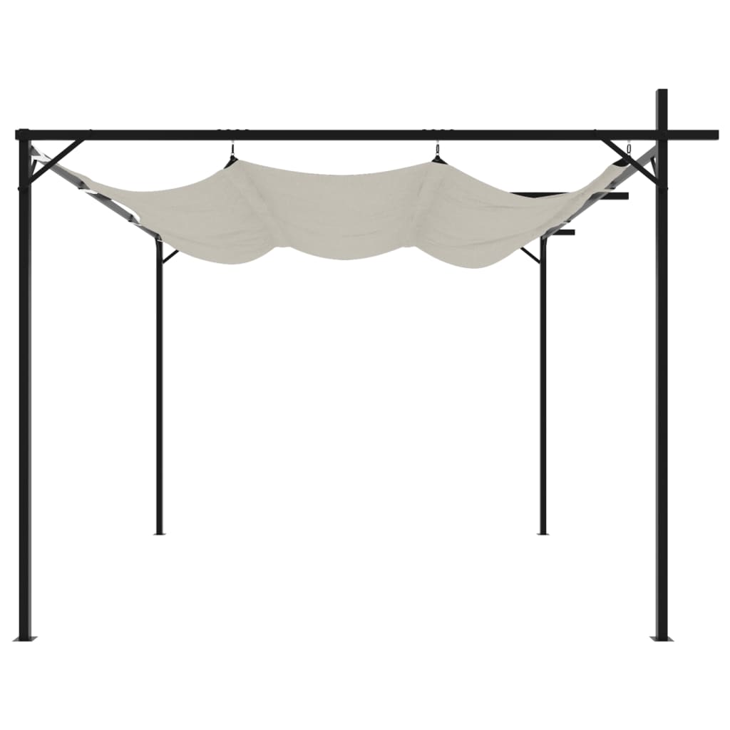 Pérgola con cubierta retráctil color crema 295x292x230 cm