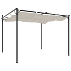 Pérgola con cubierta retráctil color crema 295x292x230 cm