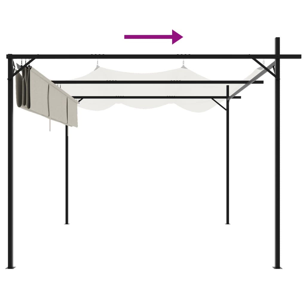 Pérgola con cubierta retráctil color crema 295x292x230 cm