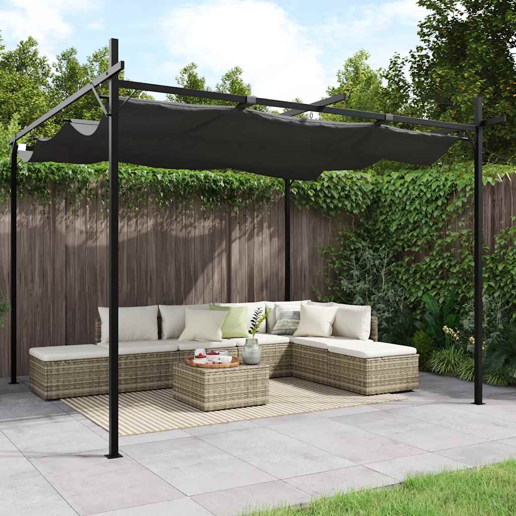 Pérgola com cobertura retrátil creme 295x292x230 cm