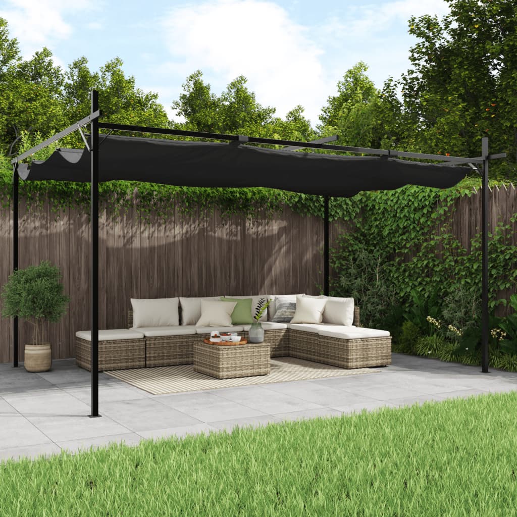 Pérgola com cobertura retrátil creme 295x292x230 cm