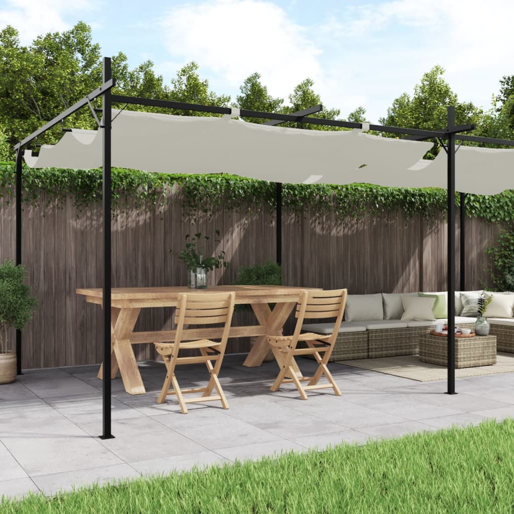 Pérgola com cobertura retrátil creme 295x292x230 cm