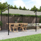 Pérgola con cubierta retráctil color crema 295x292x230 cm