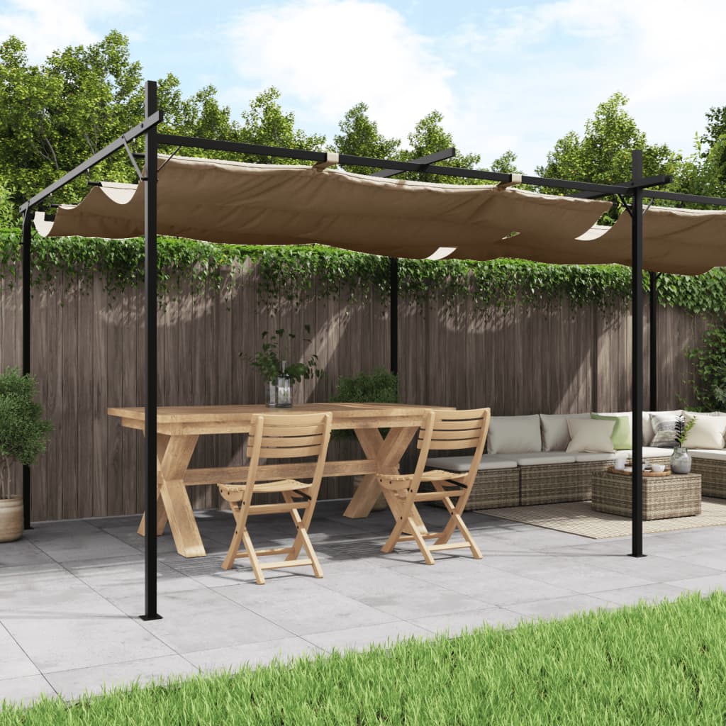 Pérgola com cobertura retrátil creme 295x292x230 cm