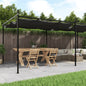 Pérgola con cubierta retráctil color crema 295x292x230 cm