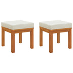 Taburetes de jardín con cojines 2 uds madera acacia 40x40x42 cm