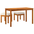 Set de comedor para jardín 3 piezas con cojines madera acacia