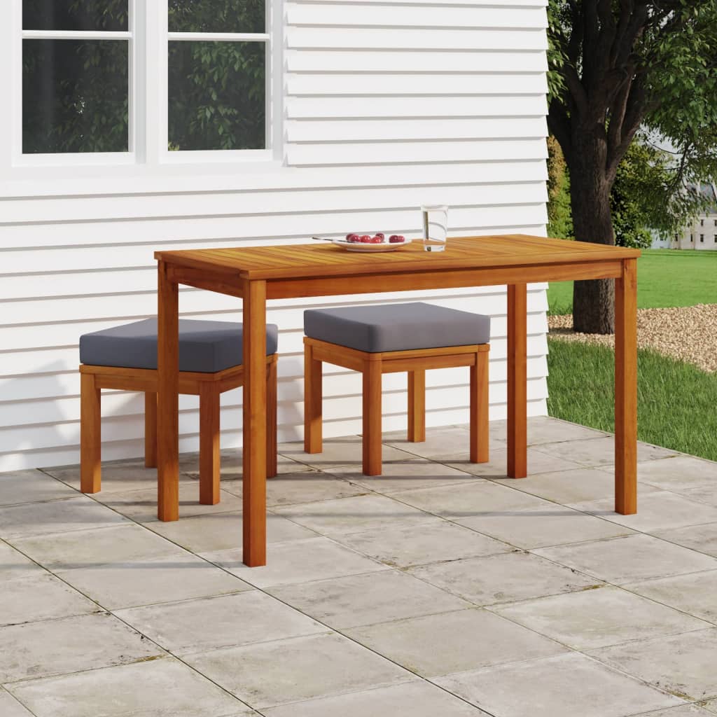 Conjunto de refeição de jardim 3 peças com almofadas madeira de acácia