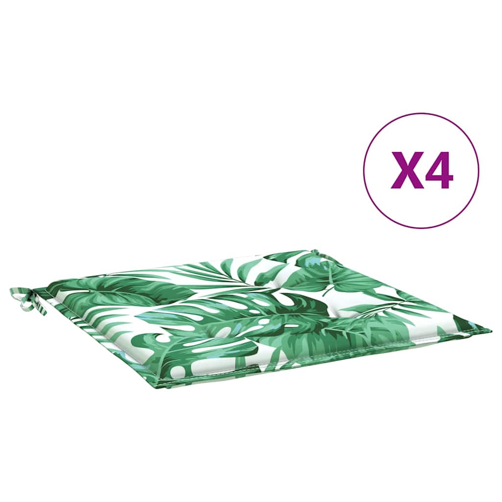 Cojines de sillas 4 pcs Patrón de hoja 50 x 50 x 4 cm