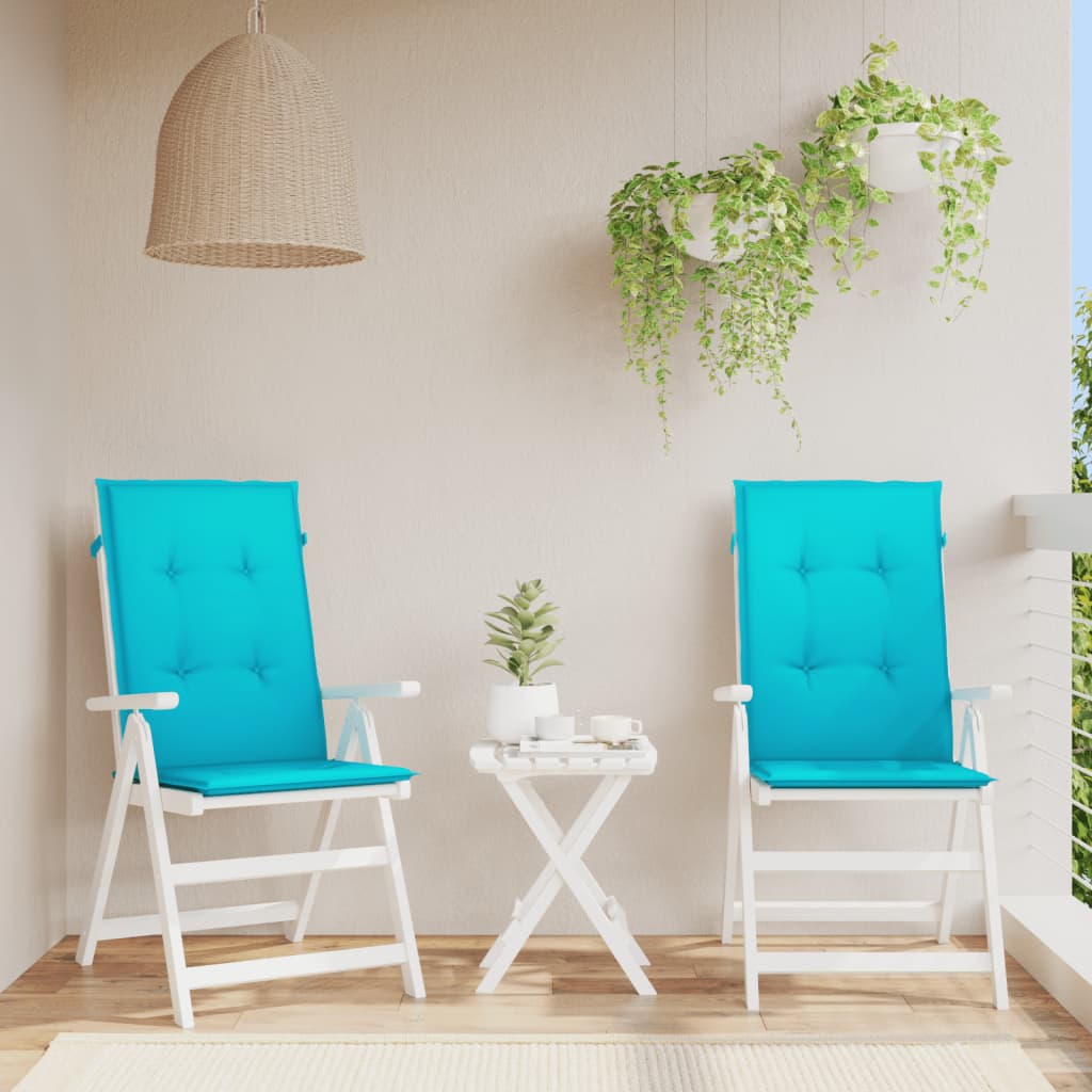 Cojín silla de jardín respaldo alto 2 uds tela azul 120x50x3 cm