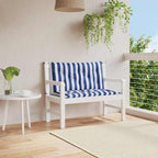 Cojín de banco de jardín tela a rayas azul y blanco 200x50x4 cm