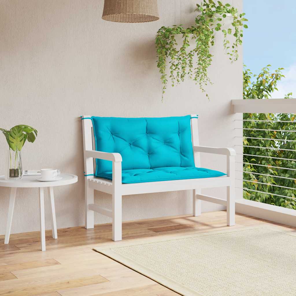 Cojín de banco de jardín tela a rayas azul y blanco 200x50x4 cm