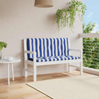 Cojín de banco de jardín tela a rayas azul y blanco 200x50x4 cm