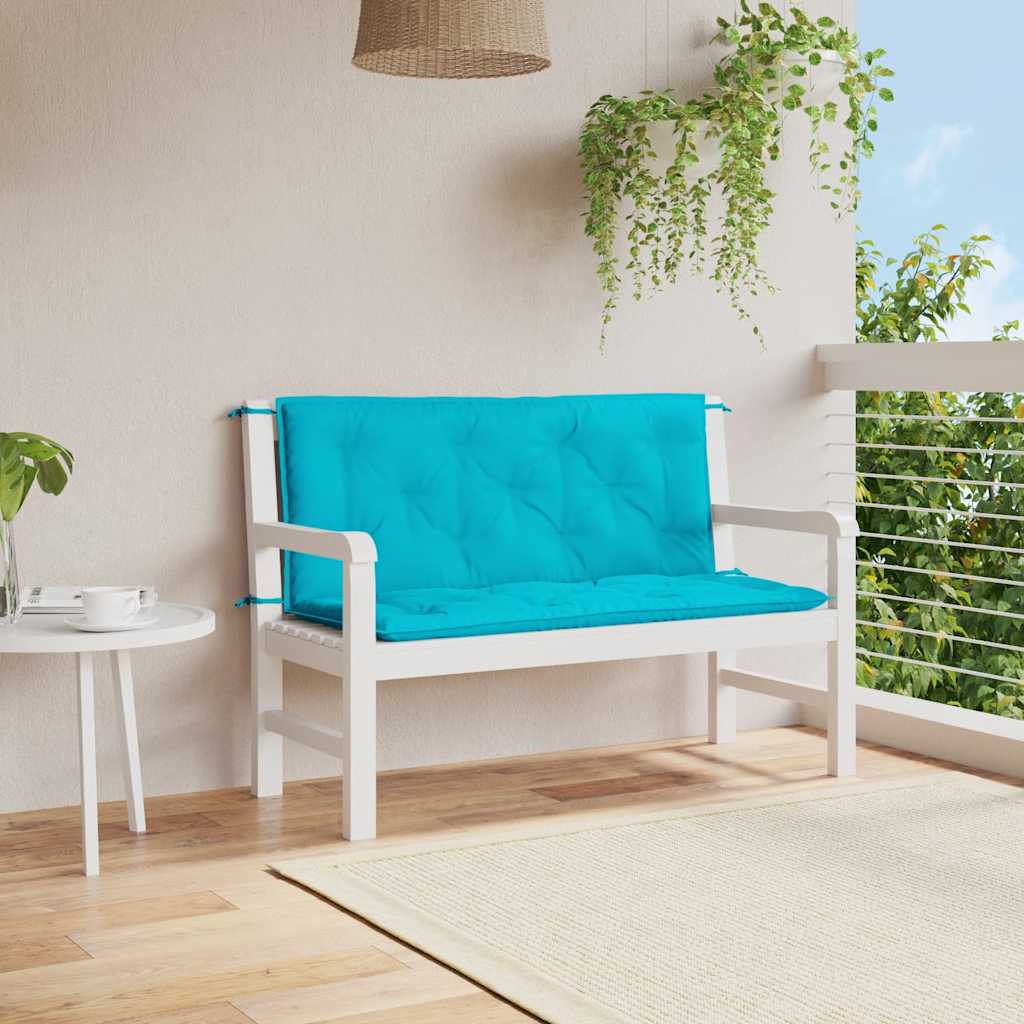 Cojín de banco de jardín tela a rayas azul y blanco 200x50x4 cm