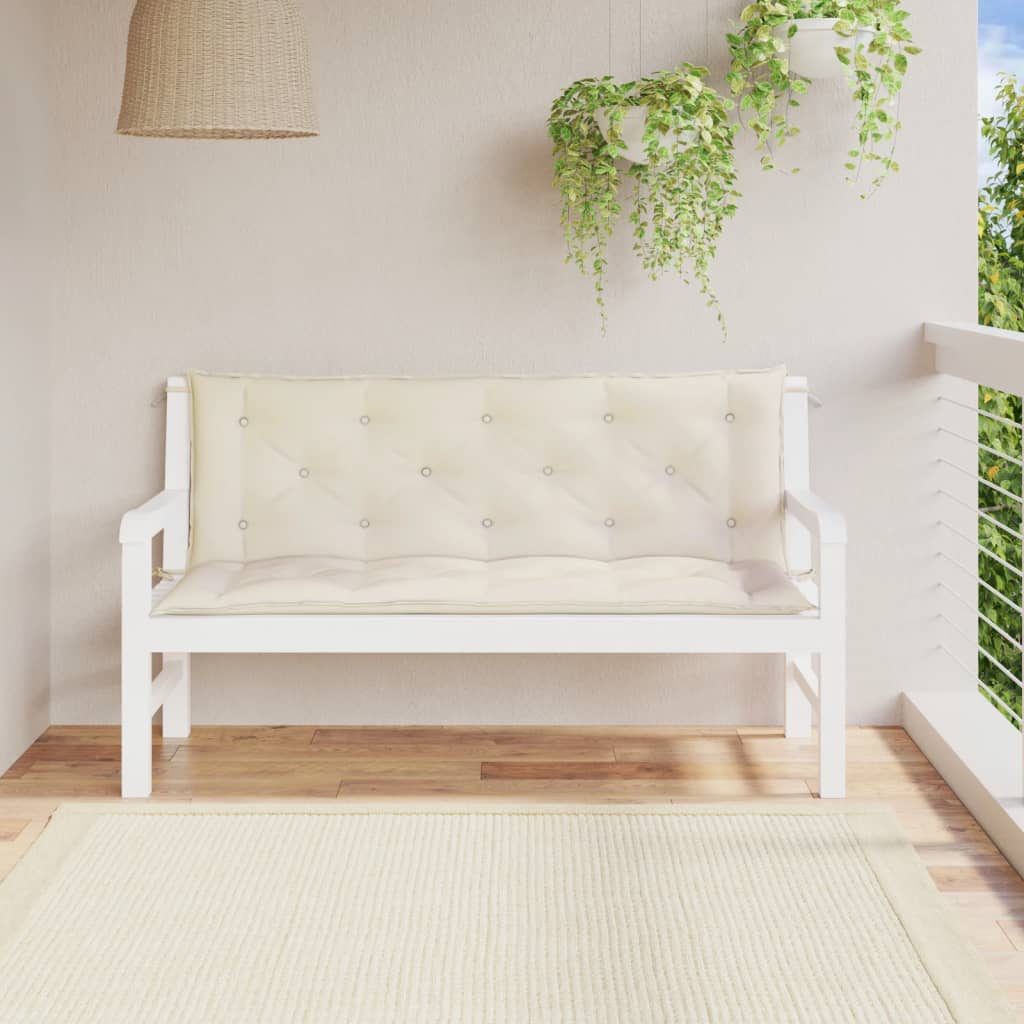 Cojín de banco de jardín tela a rayas azul y blanco 200x50x4 cm