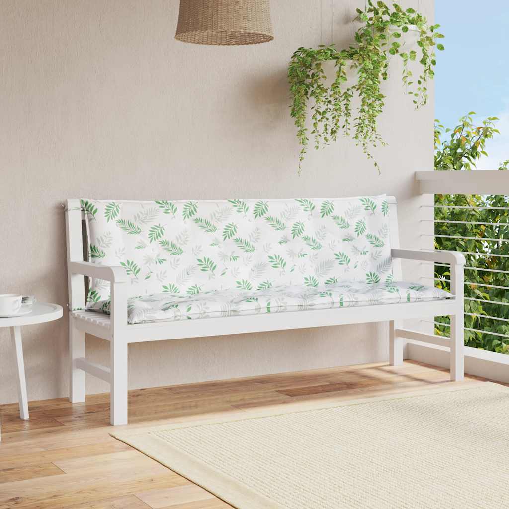 Cojín de banco de jardín tela a rayas azul y blanco 200x50x4 cm