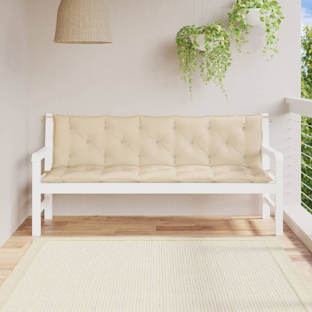 Cojín de banco de jardín tela a rayas azul y blanco 200x50x4 cm