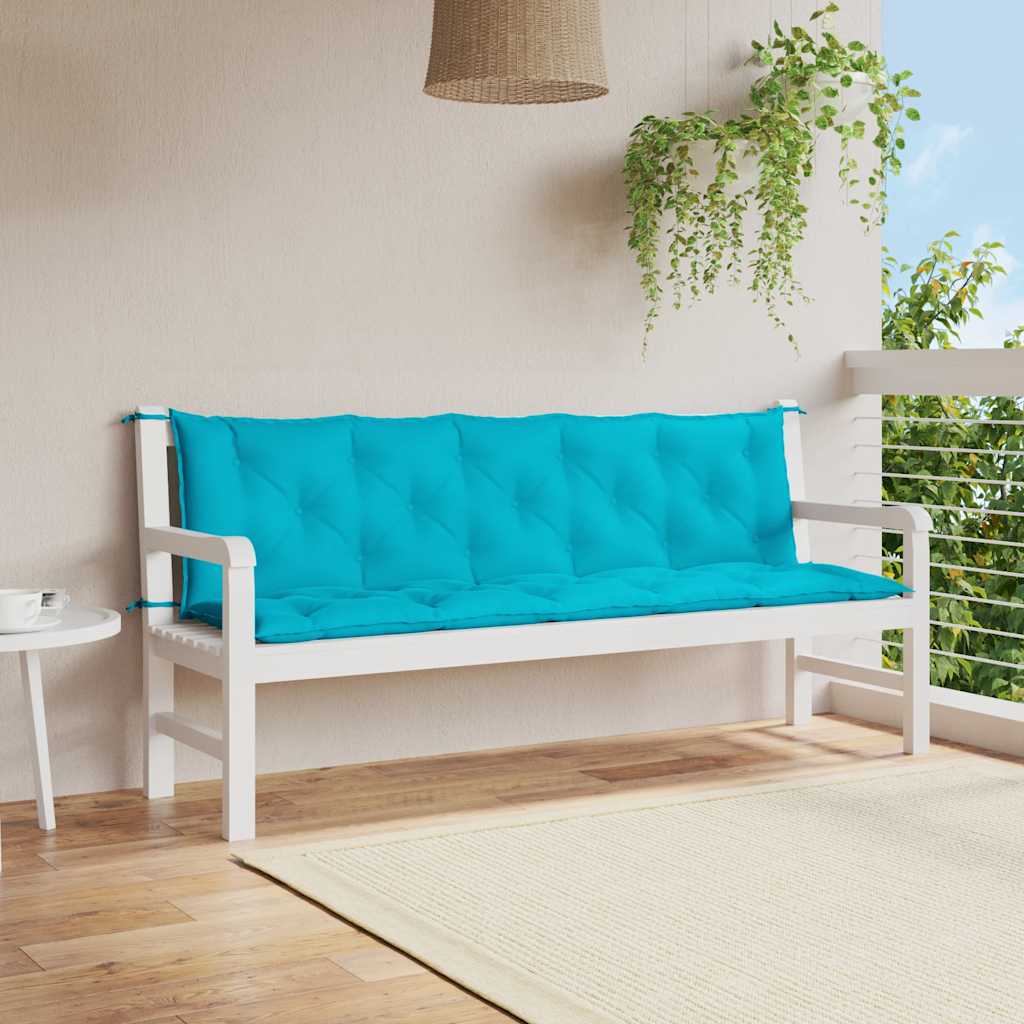 Cojín de banco de jardín tela a rayas azul y blanco 200x50x4 cm