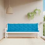 Cojín de banco de jardín tela a rayas azul y blanco 200x50x4 cm