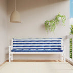 Cojín de banco de jardín tela a rayas azul y blanco 200x50x4 cm