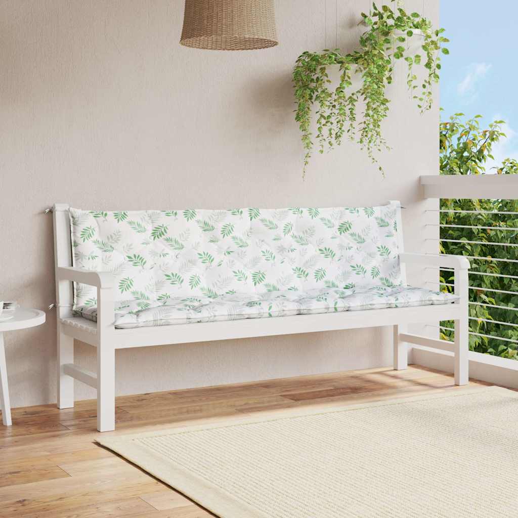 Cojín de banco de jardín tela a rayas azul y blanco 200x50x4 cm