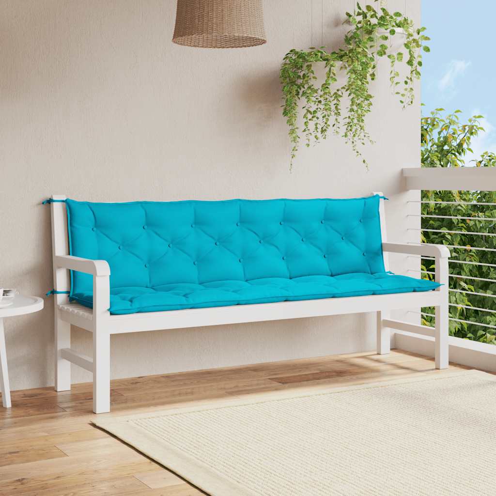 Cojín de banco de jardín tela a rayas azul y blanco 200x50x4 cm