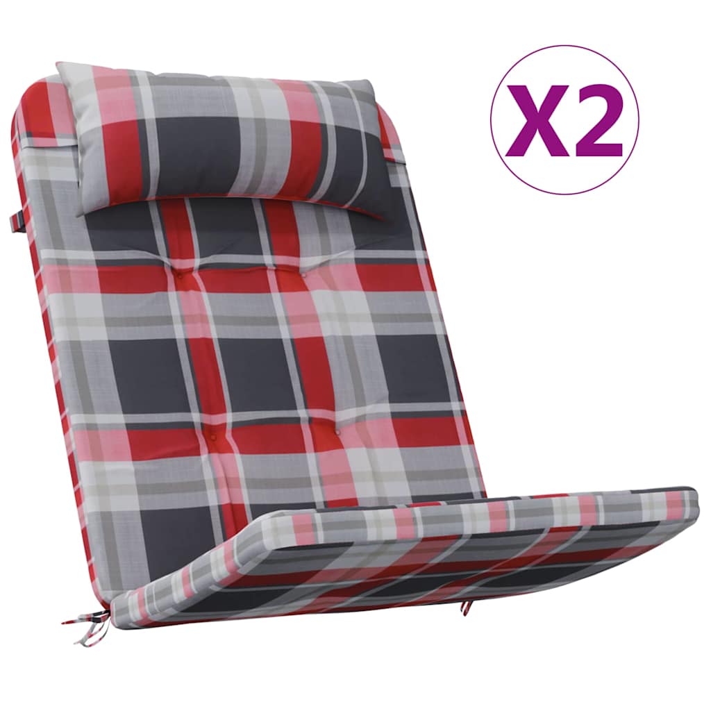 Cojines de sillas 2 pcs Cuadros Rojos 58 x 77 x 4,5 cm