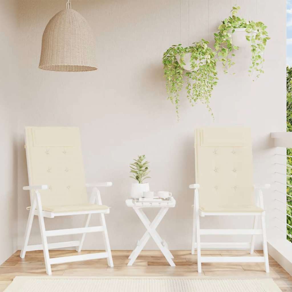 Cojín silla de jardín respaldo alto 2 uds tela azul 120x50x3 cm