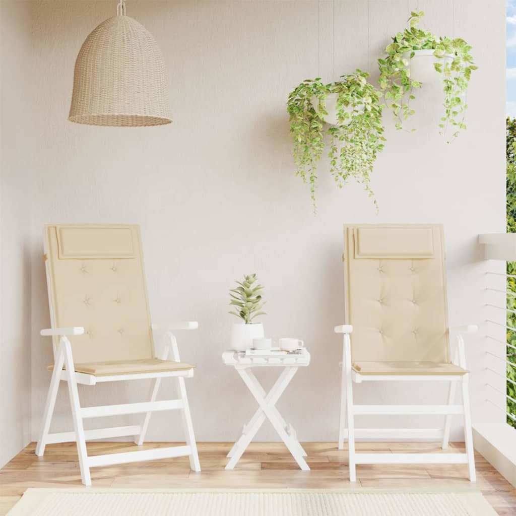 Cojín silla de jardín respaldo alto 2 uds tela azul 120x50x3 cm