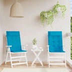 Cojín silla de jardín respaldo alto 2 uds tela azul 120x50x3 cm