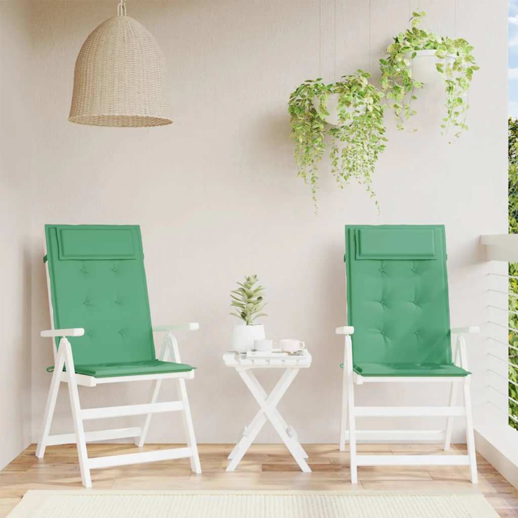 Cojín silla de jardín respaldo alto 2 uds tela azul 120x50x3 cm