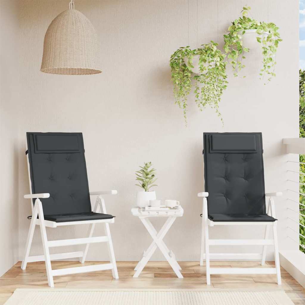 Cojín silla de jardín respaldo alto 2 uds tela azul 120x50x3 cm