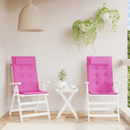 Cojín silla de jardín respaldo alto 2 uds tela azul 120x50x3 cm