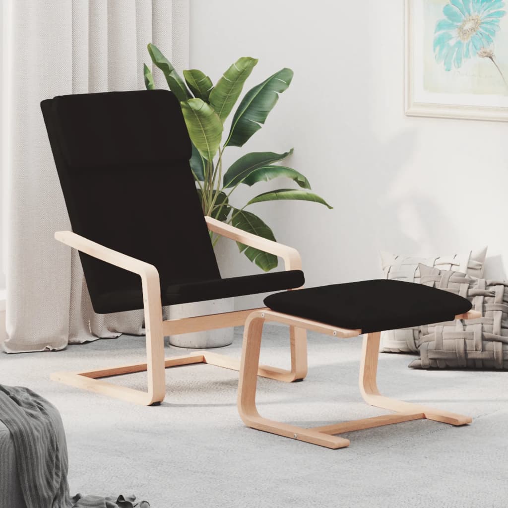 Poltrona relax com apoio de pés em tecido cinzento-toupeira