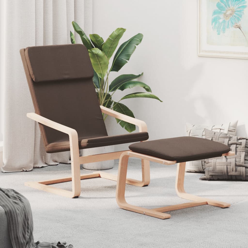 Poltrona relax com apoio de pés em tecido cinzento-toupeira