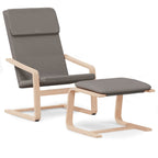 Sillón de relax con taburete de tela gris taupé