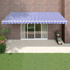 Toldo retráctil aluminio y tela amarillo y blanco 3,5x2,5 m