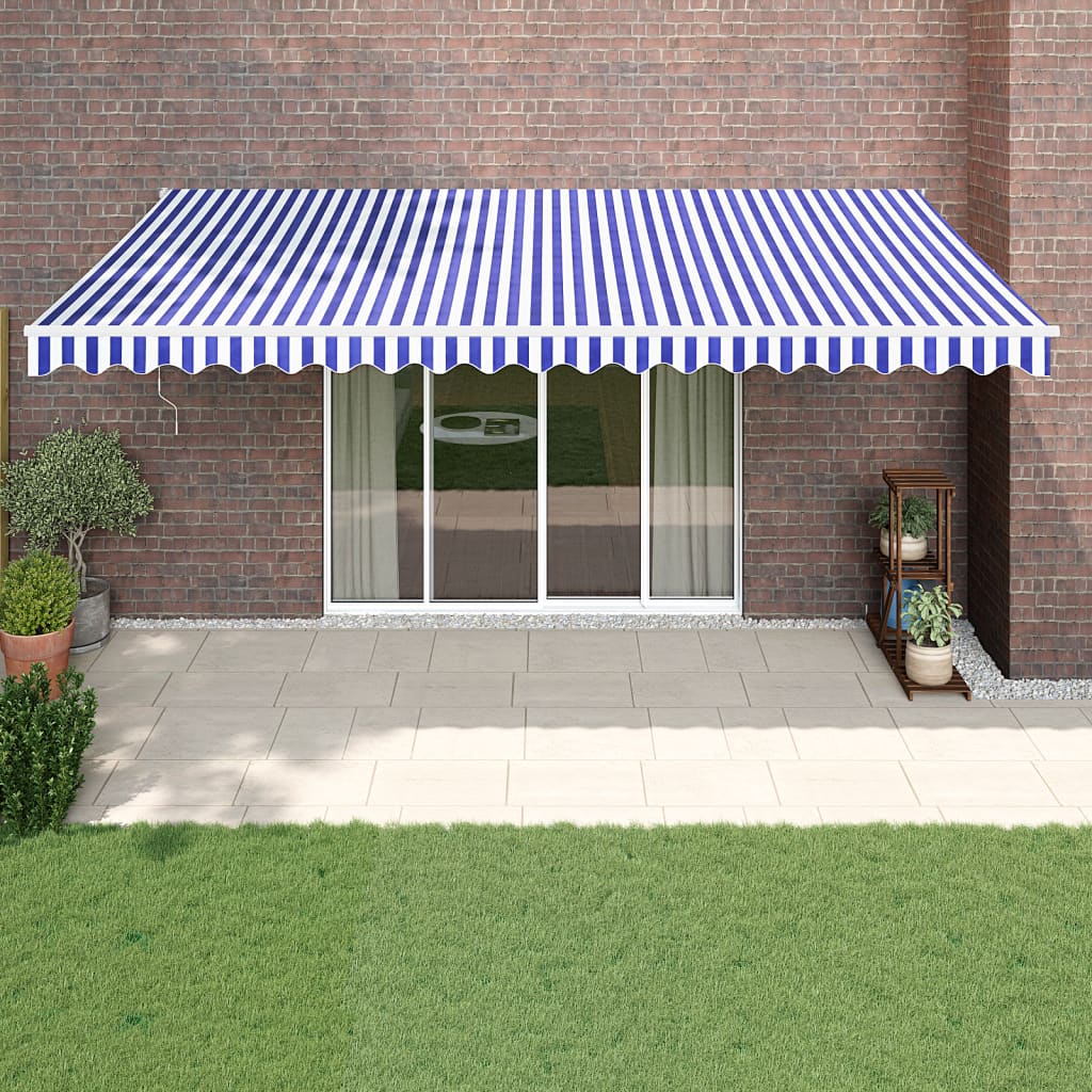Toldo retráctil aluminio y tela amarillo y blanco 3,5x2,5 m