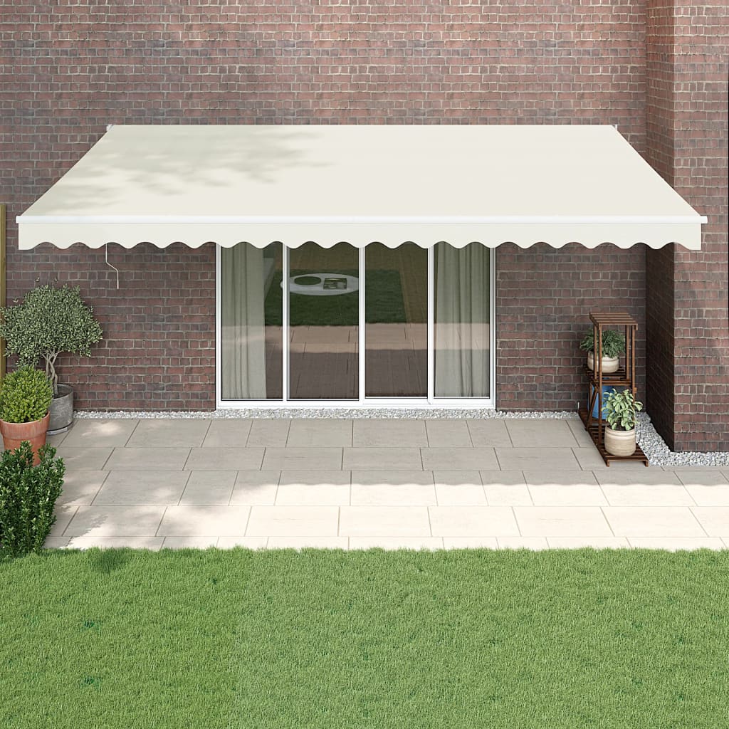Toldo retráctil aluminio y tela amarillo y blanco 3,5x2,5 m