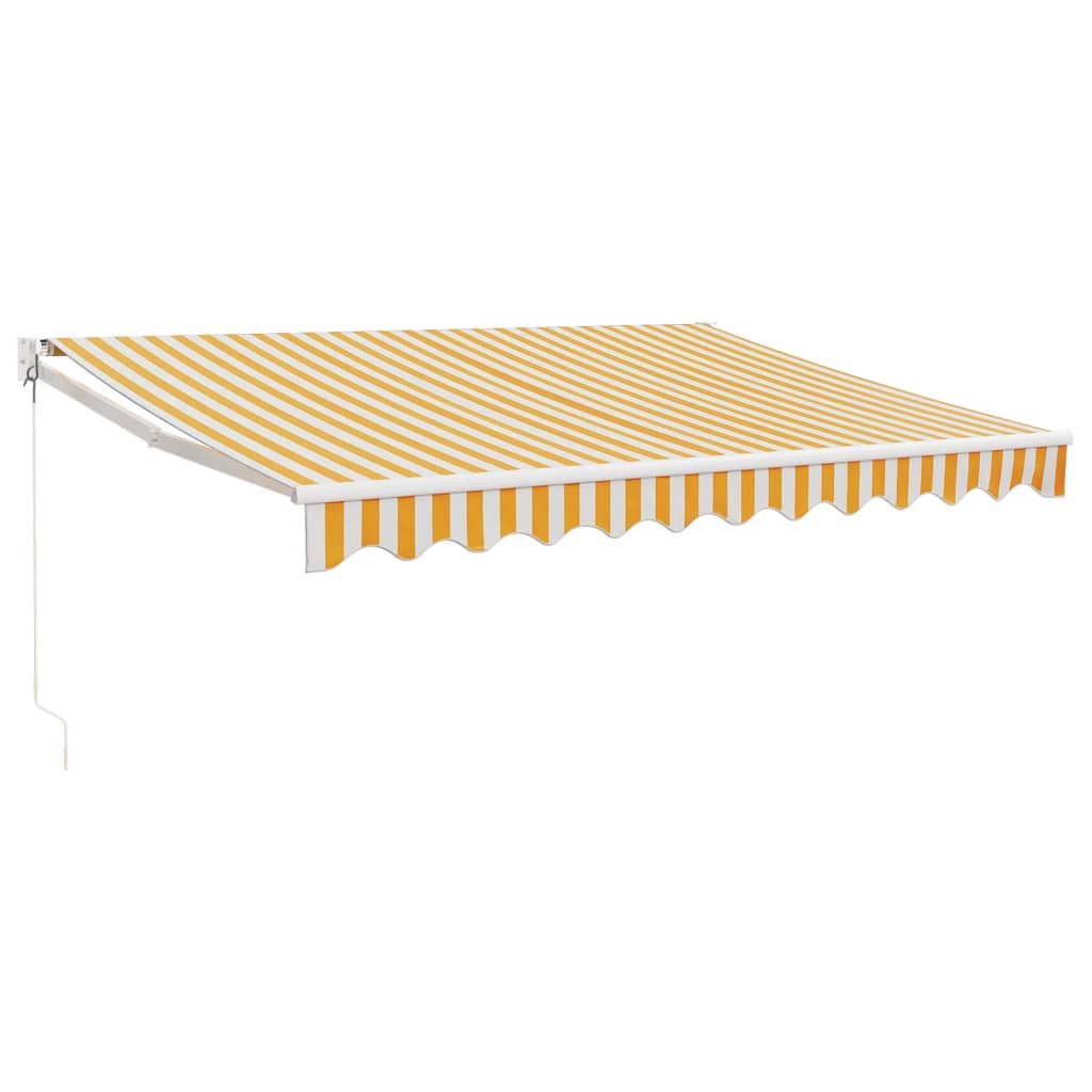 Toldo retráctil aluminio y tela amarillo y blanco 3,5x2,5 m