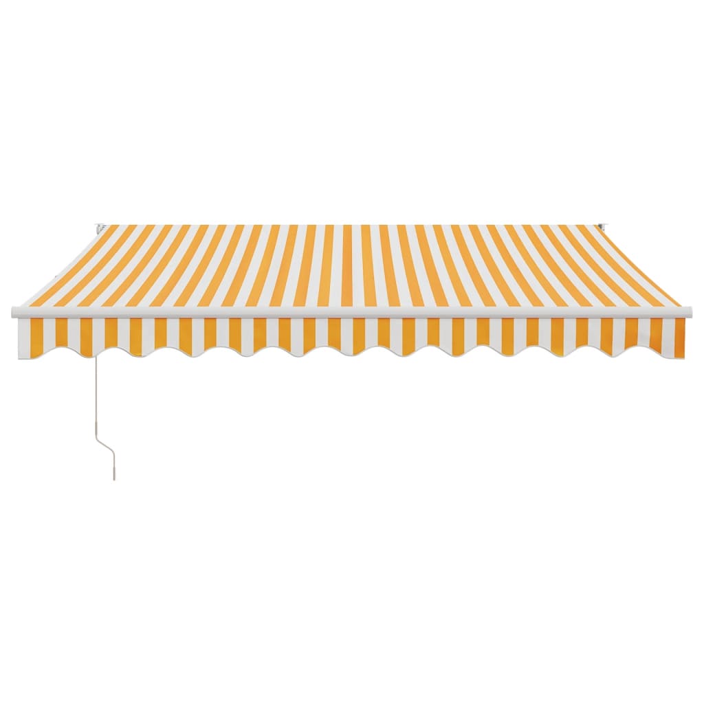 Toldo retráctil aluminio y tela amarillo y blanco 3,5x2,5 m