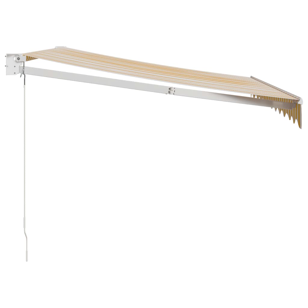 Toldo retráctil aluminio y tela amarillo y blanco 3,5x2,5 m