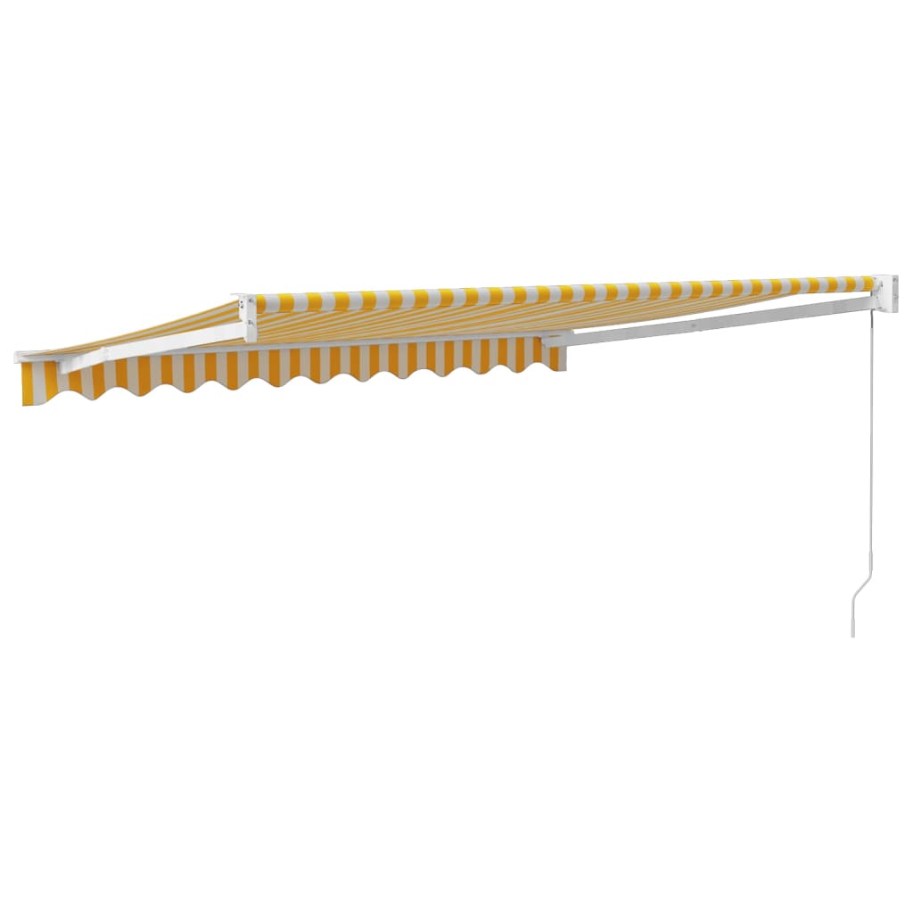 Toldo retráctil aluminio y tela amarillo y blanco 3,5x2,5 m