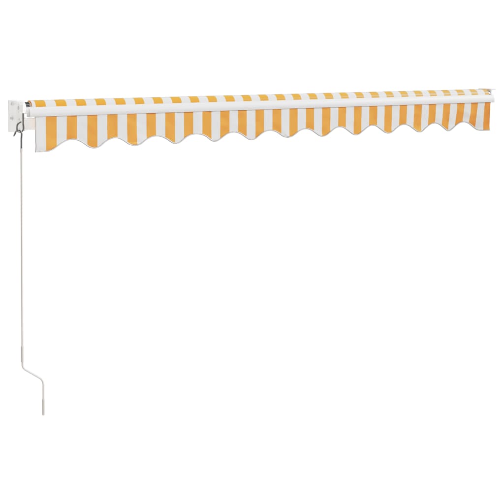 Toldo retráctil aluminio y tela amarillo y blanco 3,5x2,5 m