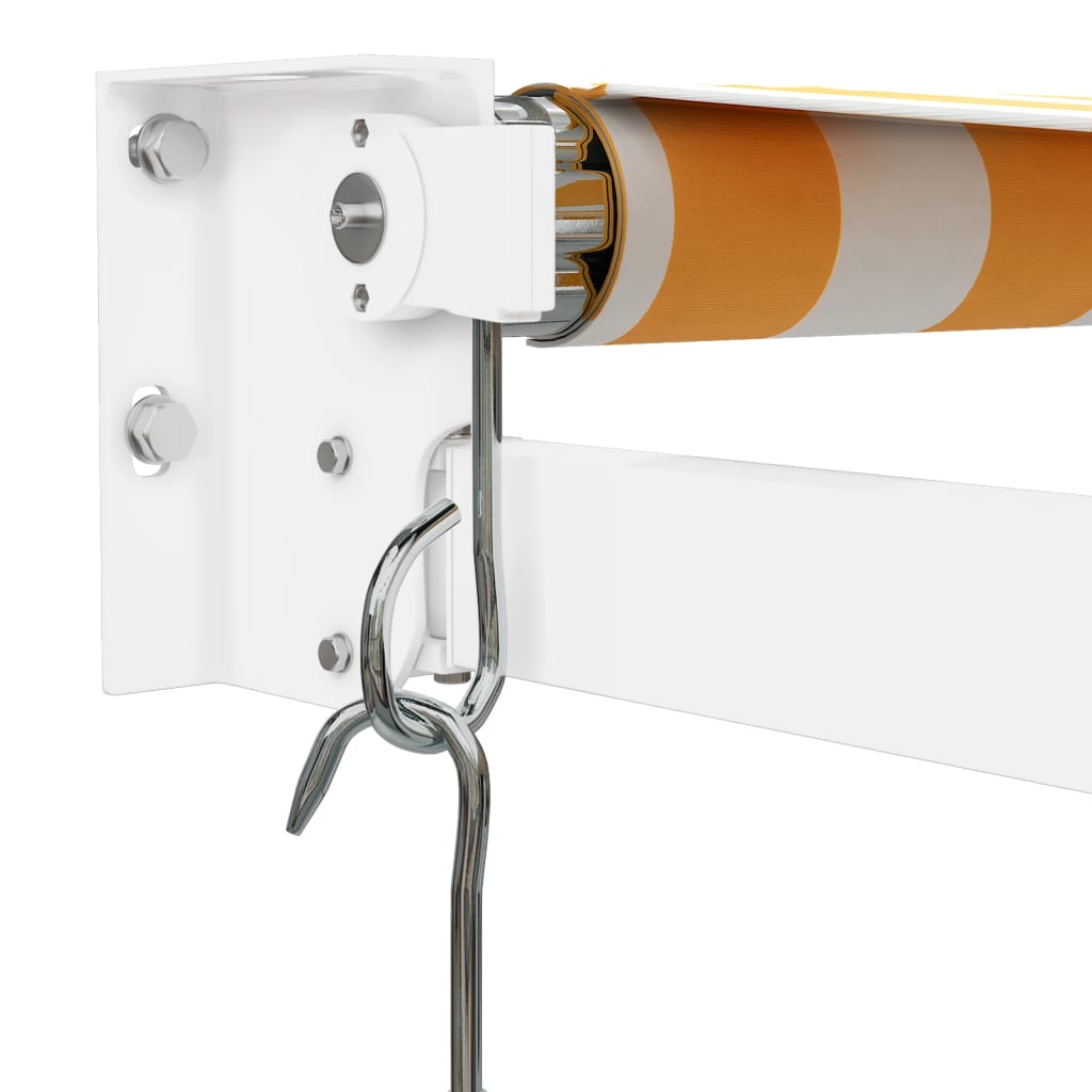 Toldo retráctil aluminio y tela amarillo y blanco 3,5x2,5 m