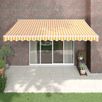 Toldo retráctil aluminio y tela amarillo y blanco 3,5x2,5 m