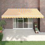 Toldo retráctil aluminio y tela amarillo y blanco 3,5x2,5 m