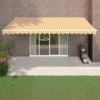 Toldo retráctil aluminio y tela amarillo y blanco 3,5x2,5 m