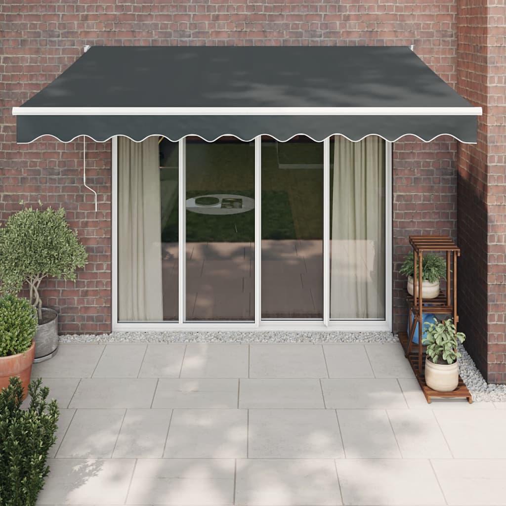 Toldo retráctil aluminio y tela amarillo y blanco 3,5x2,5 m