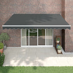 Toldo retráctil aluminio y tela amarillo y blanco 3,5x2,5 m